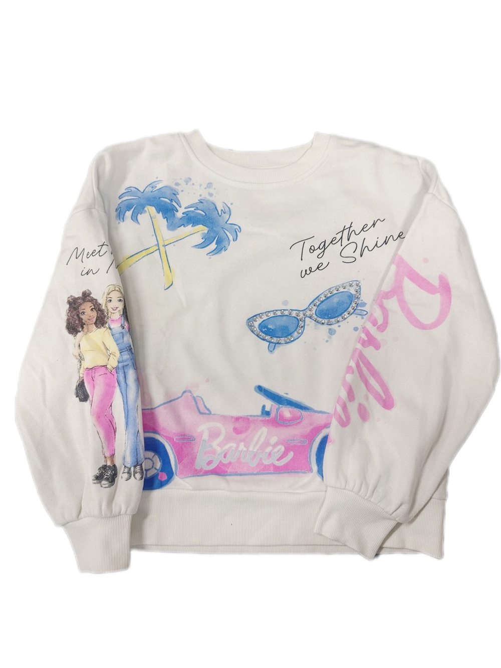 Barbie White Crewneck Sweatshirt with Script Logo